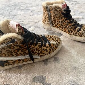 Golden Goose Leopard Print High-Top Sneakers